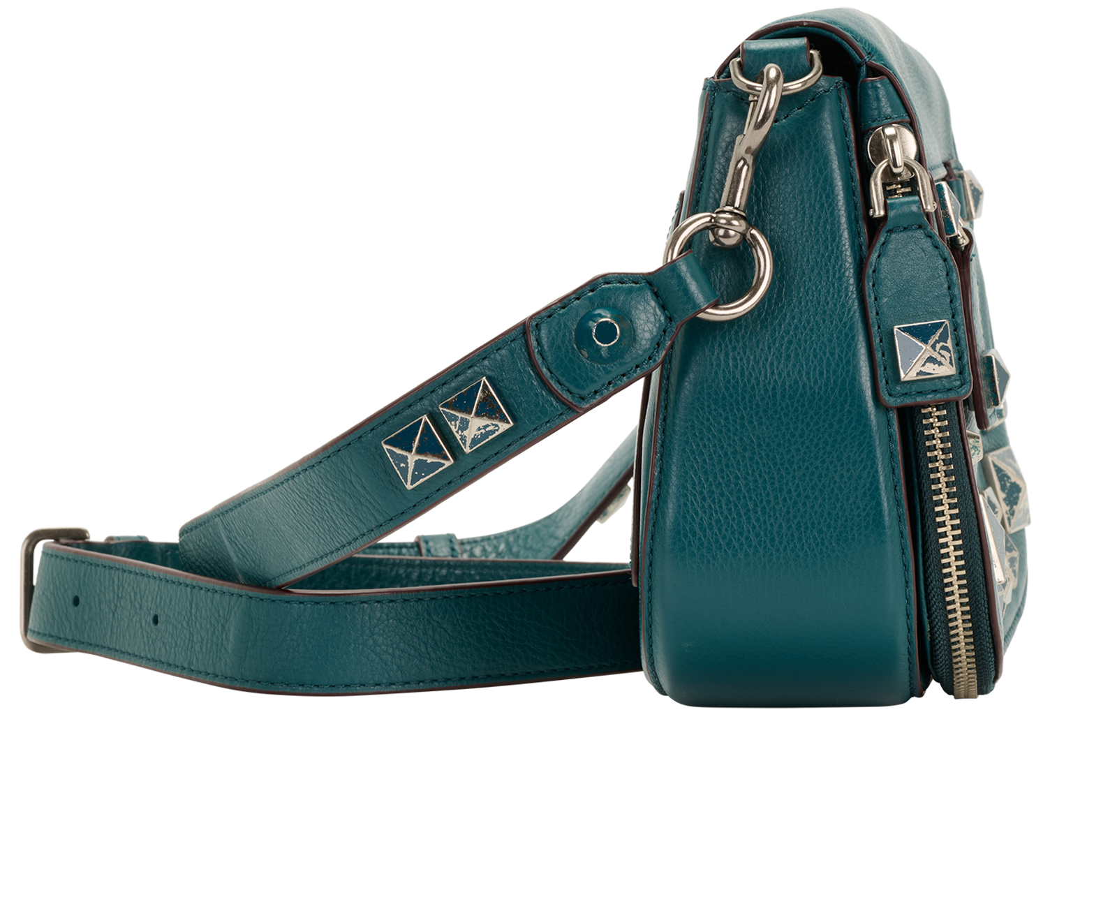 Studded Recruit Nomad Crossbody, &pound;110, Handbags, Green, Leather, Side view